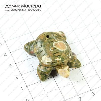 K-Kul-000470 - яшма, черепаха (2 отверстия: на панцире и голове), подвеска, 41х32х11мм