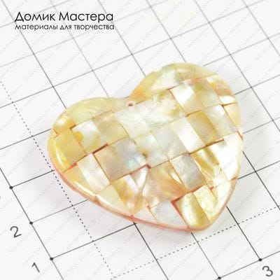 K-Kul-000307 - подвеска, мозаика из перламутра, двояковыпуклая, 45х42х8мм