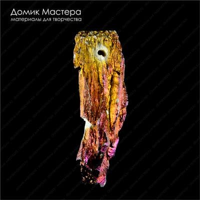 K-Kul-000590 - кристалл кварца тонированный с титановым напылением, подвеска, 37х12х9мм