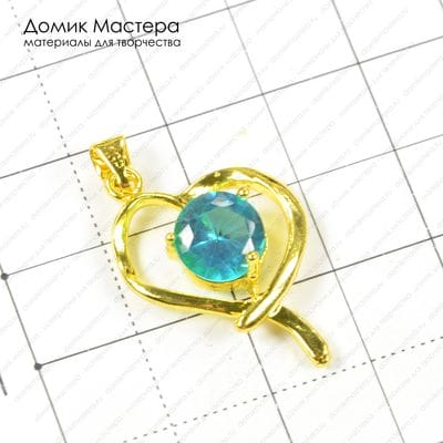F-Pod-z-000035 - подвеска с фианитом, под золото, 29х19мм