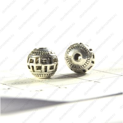 Bu-Met-000106 - Бусина - филигрань - славяно-арийский  символ АГНИ - под серебро