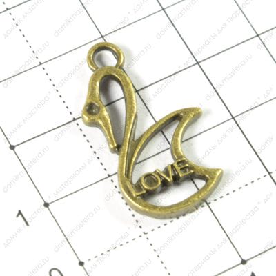 F-Pod-b-000044 - подвеска, лебедь, love, 30х17мм
