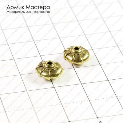 Bu-Met-000143 - бусина, металл, под золото, 10х7мм