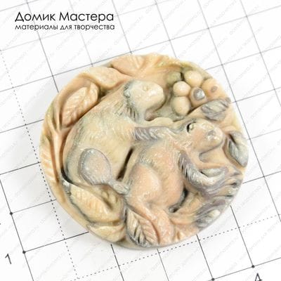 K-Kul-000448 - резная подвеска, камень, 48х10мм