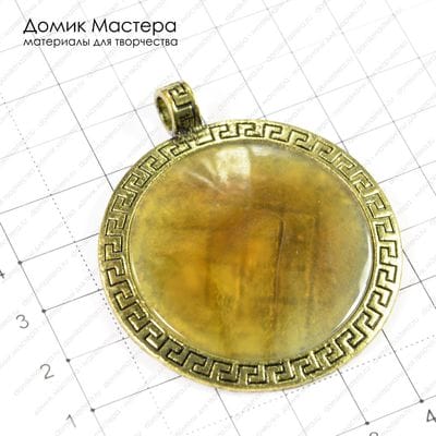 K-Kul-000321 - агат, подвеска, латунь под золото, 60х51мм