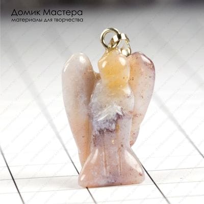 K-Kul-000746 - агат индийский, резная подвеска, ангел, натуральный камень, 23х15мм