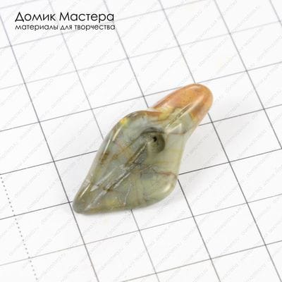 K-Bus-000481 - яшма, резной цветок, бусина, 34х16х9мм