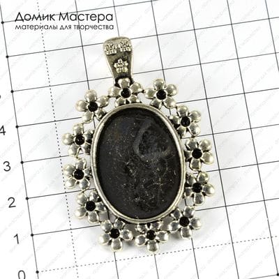 F-Pod-s-000347 - металл под серебро, подвеска, крепление "английский замок", основа 48х40мм, подвес 12мм, рамка 30х21.5мм