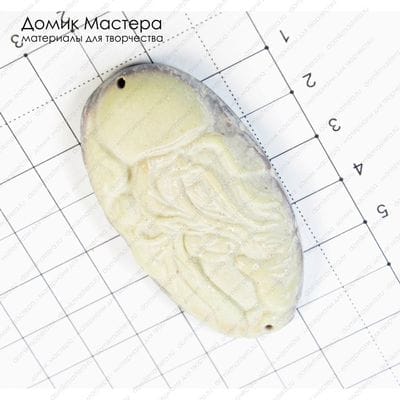 K-Kul-000274 - подвеска-коннектор резная, камень, 60х32х8мм