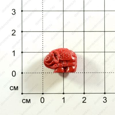 Bu-Akr-000004 - слон, бусина, акрил, имитация коралла, 17х13мм