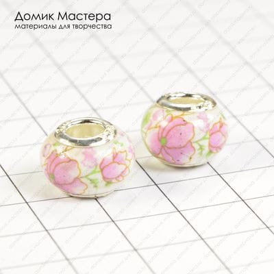 Bu-St-000073 - бусина, стекло(или керамика), печать, на европейский браслет