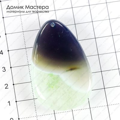 K-Kul-000697 - агат, подвеска. тонирована, двустороння, с друзой, 54х34х8мм
