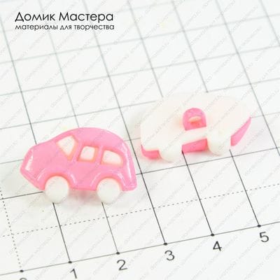 F-Pug-000005 - пуговица, пластик, машинка, светло-розовый, 25х17мм