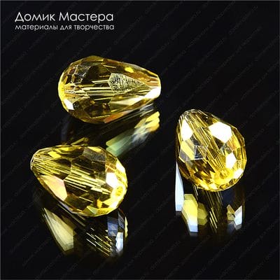 Bu-St-000077 - ограненное стекло, бусина, капля, 15х10мм