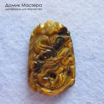 K-Kul-000227 - подвеска, тигровый глаз, резьба по камню, 34х23х5мм