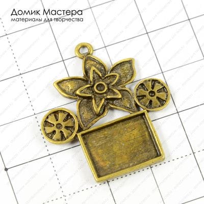F-Pod-b-000162 - подвеска, под бронзу, 32х30мм, рамка 15х10мм