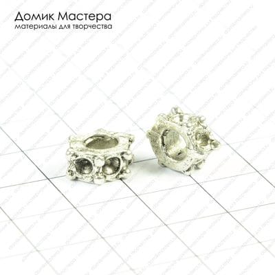 Bu-Met-000149 - бусина металлическая, с гнездами под стразы 2мм, 12х5мм
