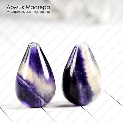 K-Bus-000664 - флюорит, пара бусин, 15х10 мм