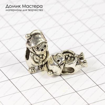 Bu-Met-000172 - бусина металлическая, под серебро, 17х9мм