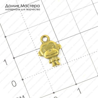 F-Pod-b-000178 - подвеска, обезьянка. под бронзу, двусторонняя, 15х10мм