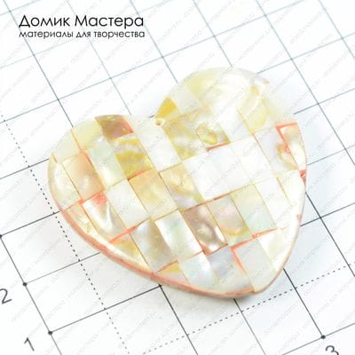 K-Kul-000326 - подвеска, мозаика из перламутра, двояковыпуклая, 44х42х10мм