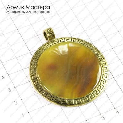 K-Kul-000311 - агат, подвеска, латунь под золото, 60х51мм
