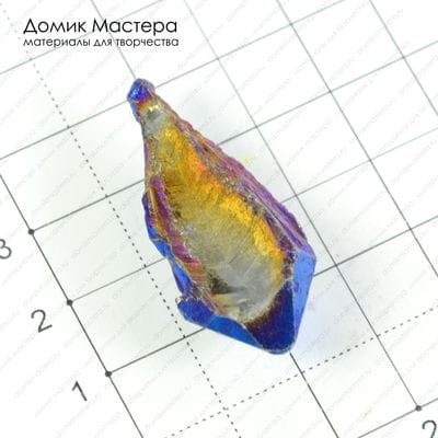 K-Kul-000429 - кристалл кварца, подвеска,  титановое напыление, 38х17х12мм
