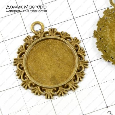 F-Pod-b-000167 - подвеска, под бронзу, 34х29мм, рамка 20мм