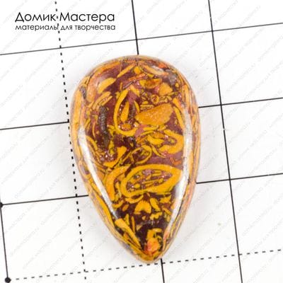K-K-001517 - ракушечная (Мариам) яшма, натуральный камень, кабошон, Индия, 28х18х4мм
