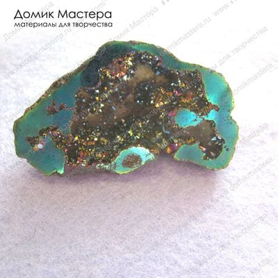 K-Kul-000199 - агат, жеода, подвеска, титановое напыление, 56х32х22мм