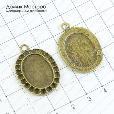 F-Pod-b-000128 - подвеска, под бронзу, площадка 22х16мм, размер 34х33мм