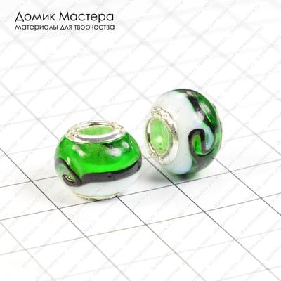Bu-St-000069 - бусина, стекло, на европейский браслет