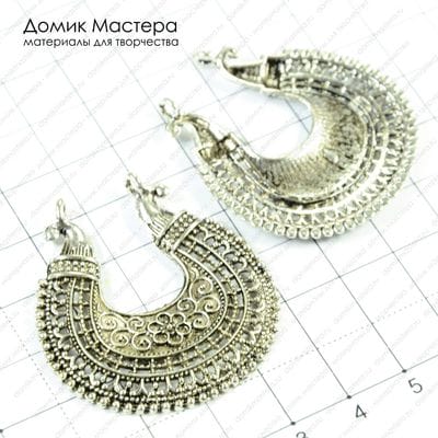F-Kon-000087 - коннектор, старинное серебро, 44х39мм