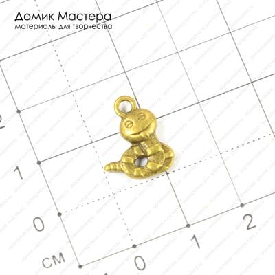 F-Pod-b-000176 - подвеска, под бронзу, змейка, двусторонняя, 15х13мм
