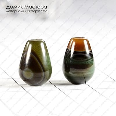K-Bus-000650 - агат, пара бусин, 13х10 мм