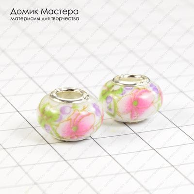 Bu-St-000072 - бусина, стекло(или керамика), печать, на европейский браслет