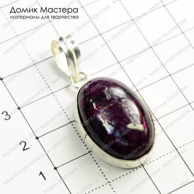 K-Kul-000182 - лабрадорит, подвеска, тонирован, оправа - латунь с посеребрением, 32х19мм, камень 24х16мм