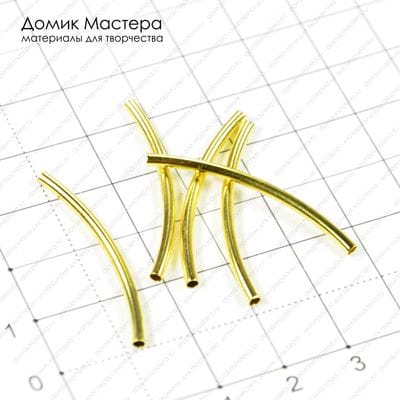 Bu-Met-000142 - бусина металлическая трубка, под золото, 34мм