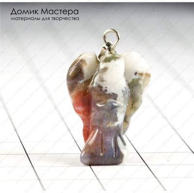 K-Kul-000745 -  агат индийский, резная подвеска, ангел, натуральный камень, 23х15мм