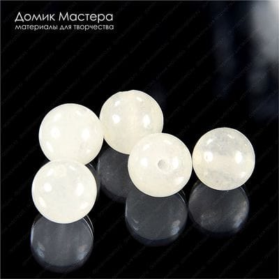 K-Bus-000709 - белый жадеит, бусина, 9мм (шар)