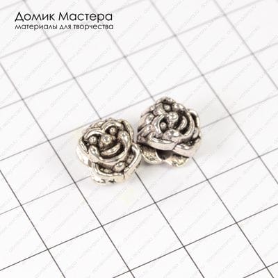 Bu-Met-000171 - бусина металлическая, под серебро, 9х12мм