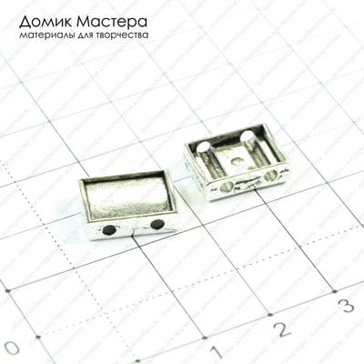 Bu-Met-000147 - бусина металлическая, на 2нити, рамка 12х8мм, 13х10мм