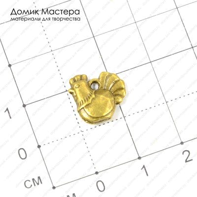 F-Pod-b-000171 - подвеска, курочка, под бронзу, двусторонняя, 12х13мм