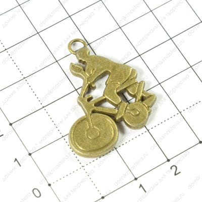 F-Pod-b-000020 - подвеска, велосипедист, двусторонняя, 33х27мм