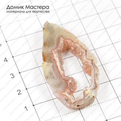 K-Bus-000384 - бусина, агатовая жеода с кварцевой друзой, 51х27х6мм
