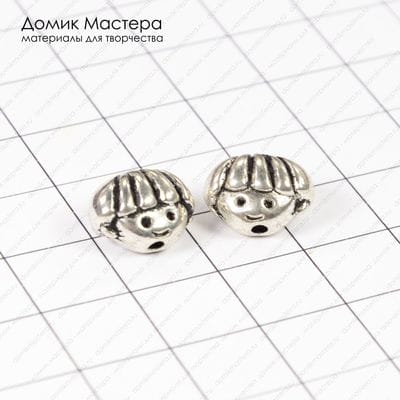 Bu-Met-000170 - бусина металлическая, под серебро. 12х9мм