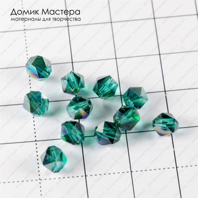 Bu-St-000108 - бусина, стекло, АВ покрытие, граненая, 6мм