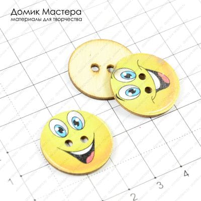F-Pug-000054 - пуговица, дерево, печать на бумаге, 24мм