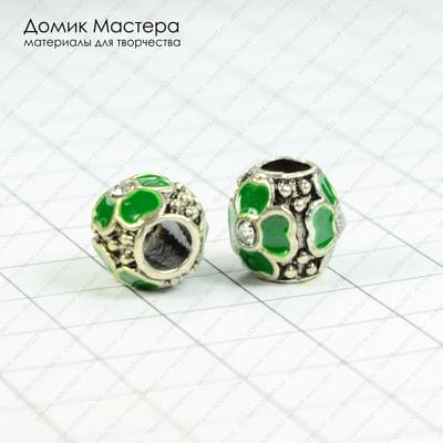 Bu-Met-000160 - бусина, металл, эмаль. стразы стекло