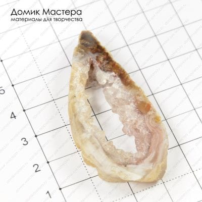 K-Bus-000388 - агатовая жеода с кварцевой друзой, бусина, 58х27х8мм